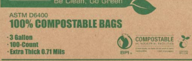 BPI-Certified ASTM D6400 Standard Compostable Bag